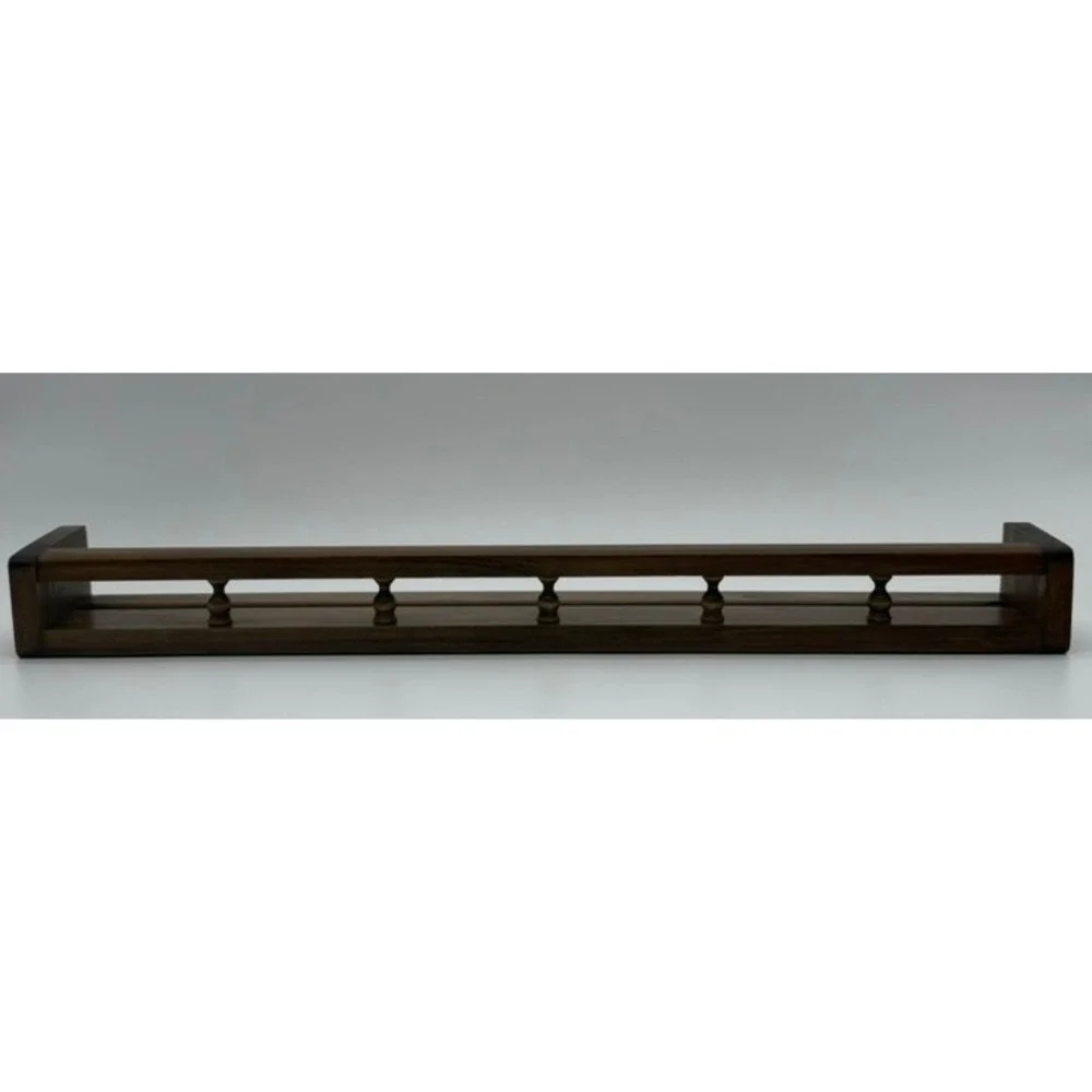 Vintage Dark Wood Spice Rack Wall Mount Gallery Rail Display Shelf 24 Inch